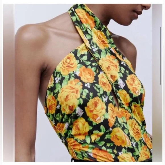 ZARA Floral Halter Bodysuit Top 🌼 - Picture 5 of 7
